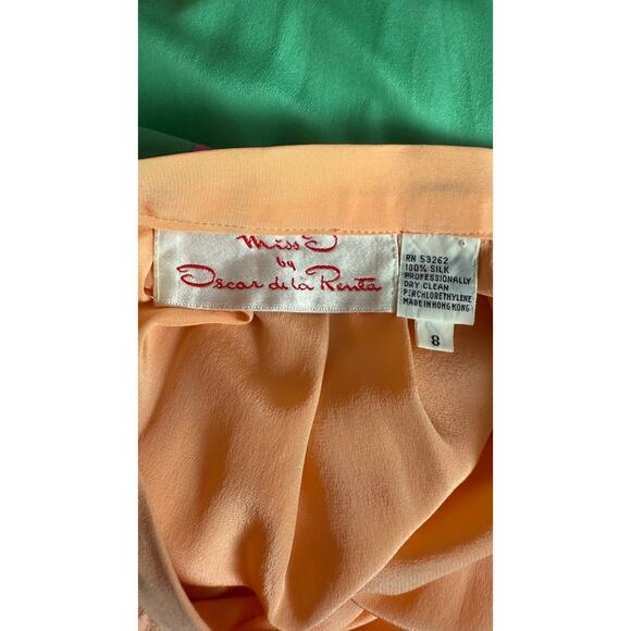 Oscar de la Renta Miss O 1970 Vintage 100% Silk Skirt Size 8 Block Color - Picture 7 of 8